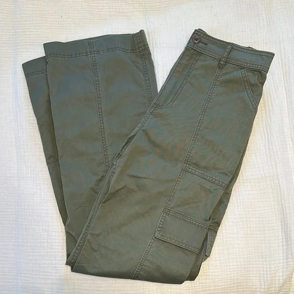 Abercrombie Wide Leg Cargo Pants Green 29L Long - Picture 3 of 4